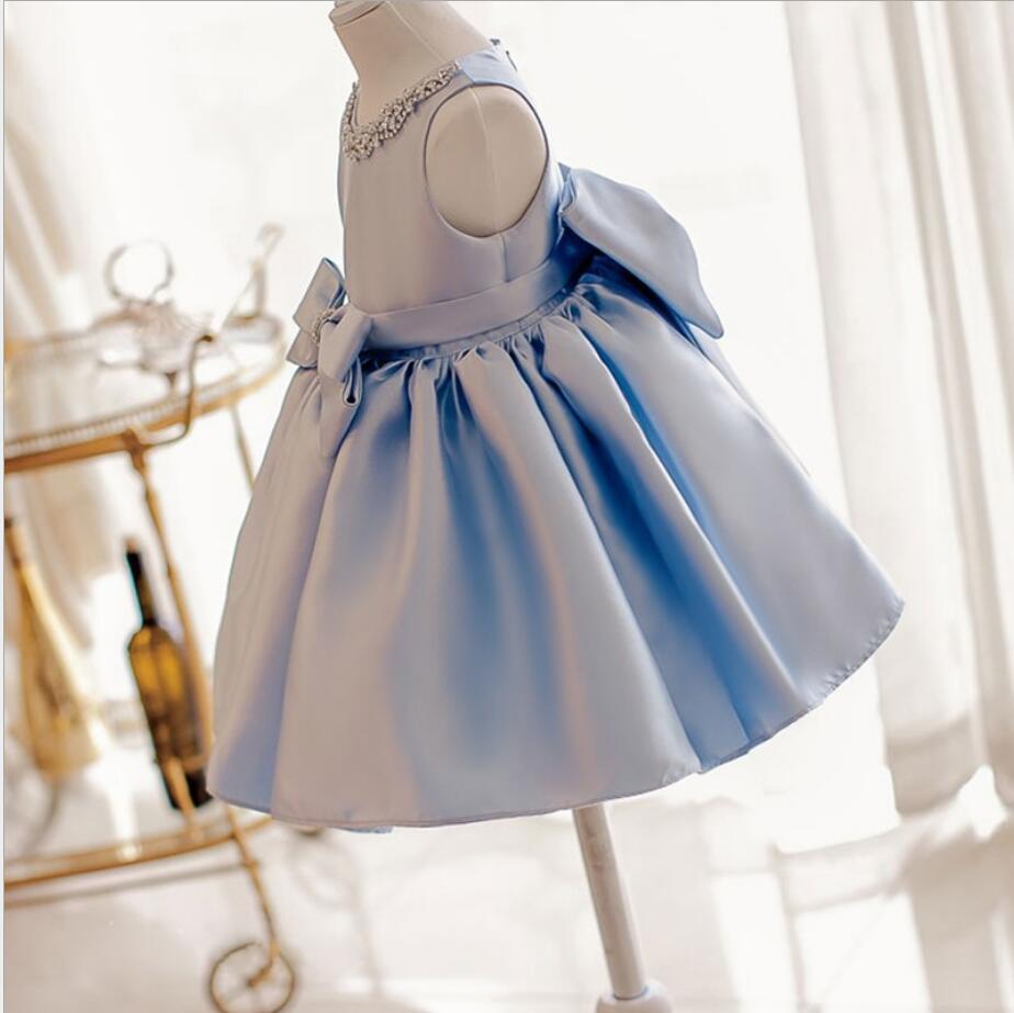 

Blue Lace Sequin Baby Girl Dress Toddler Girl Christening Dress Sleeveless Infant 1 Year Birthday Baptism Dress Princess Costume Q1223, Red;yellow