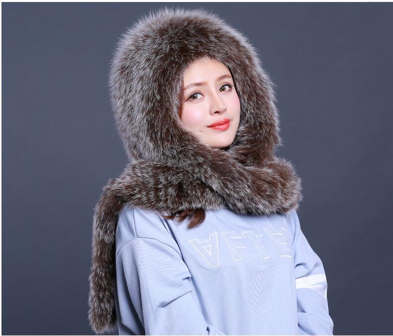 

Fox Winter New Women's Dual-use Fur Outdoors Scarf Warm Korean Hat Version Ji0r, The shown