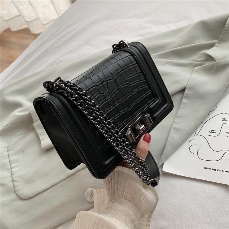 

Shoulder Bag Small Crossbody Bags for Women 2021 Luxury Fashion Alligator High Quality PU Leather Chain Bag Designer New Black