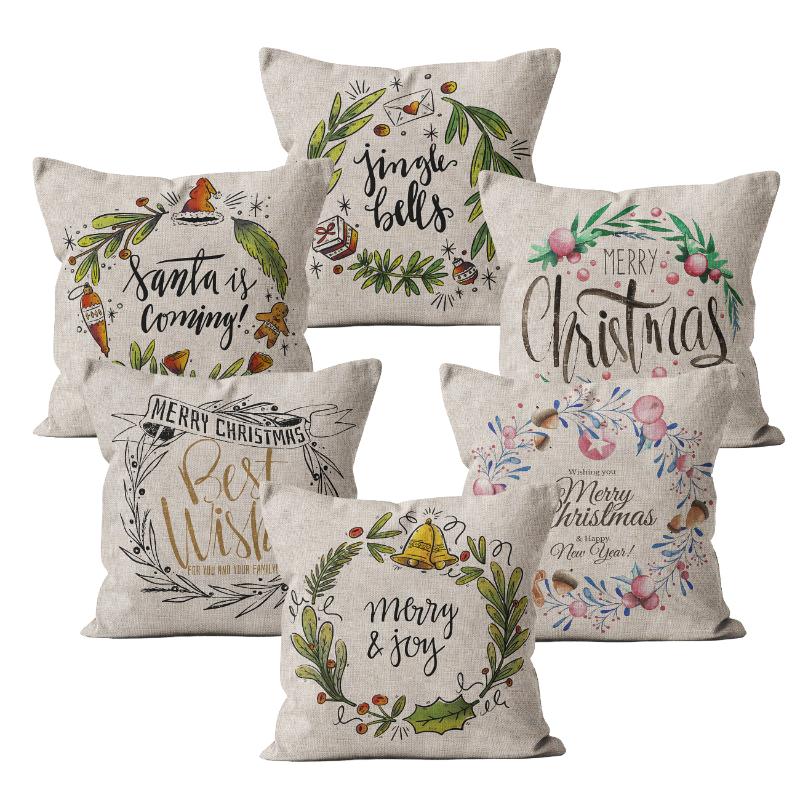 

Fur Linen Cushion Cover Christmas Flower Celebrate Pillowcase Decorative 45*45 40*40 for Sofa Home Decor Throw Pillow Case, Xcbz216-3