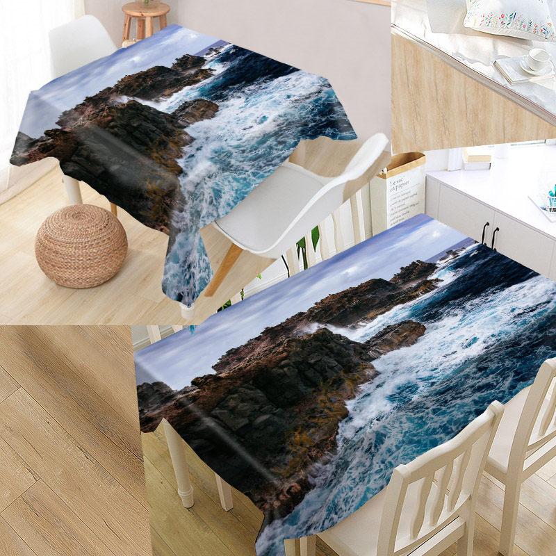 

Custom Natural Scenery Rock Tablecloth Waterproof Oxford Fabric Square/Rectangular Tablecloth For Wedding Table Cloth TV Covers