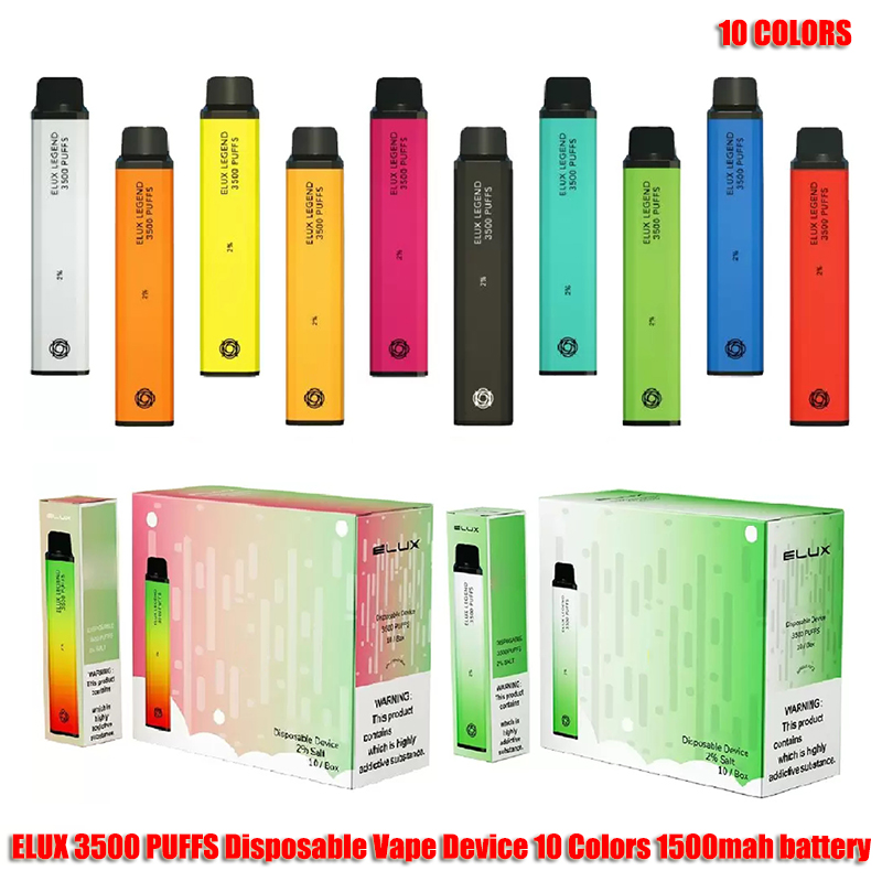 

Elux Legend electronic cigarettes Disposable E-cigarettes vape 3500 Puffs 1500mAh Battery Vaporizer Stick Vapor Kit 2% 10ml Pre Filled Cartridge Device esco bars