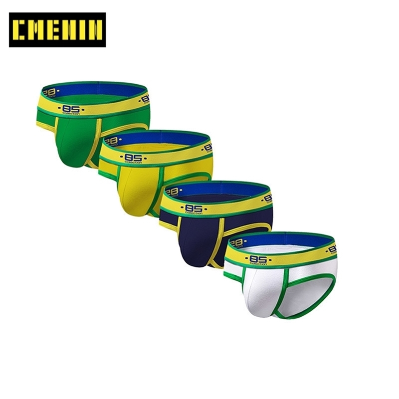 

4Pcs/lot Cotton Breathable Sexy Undenwear Men Jockstrap Briefs Men's lingerieBikini Gay Men Underwear Male Jock Strap Cueca 201112, (4)bs179-green