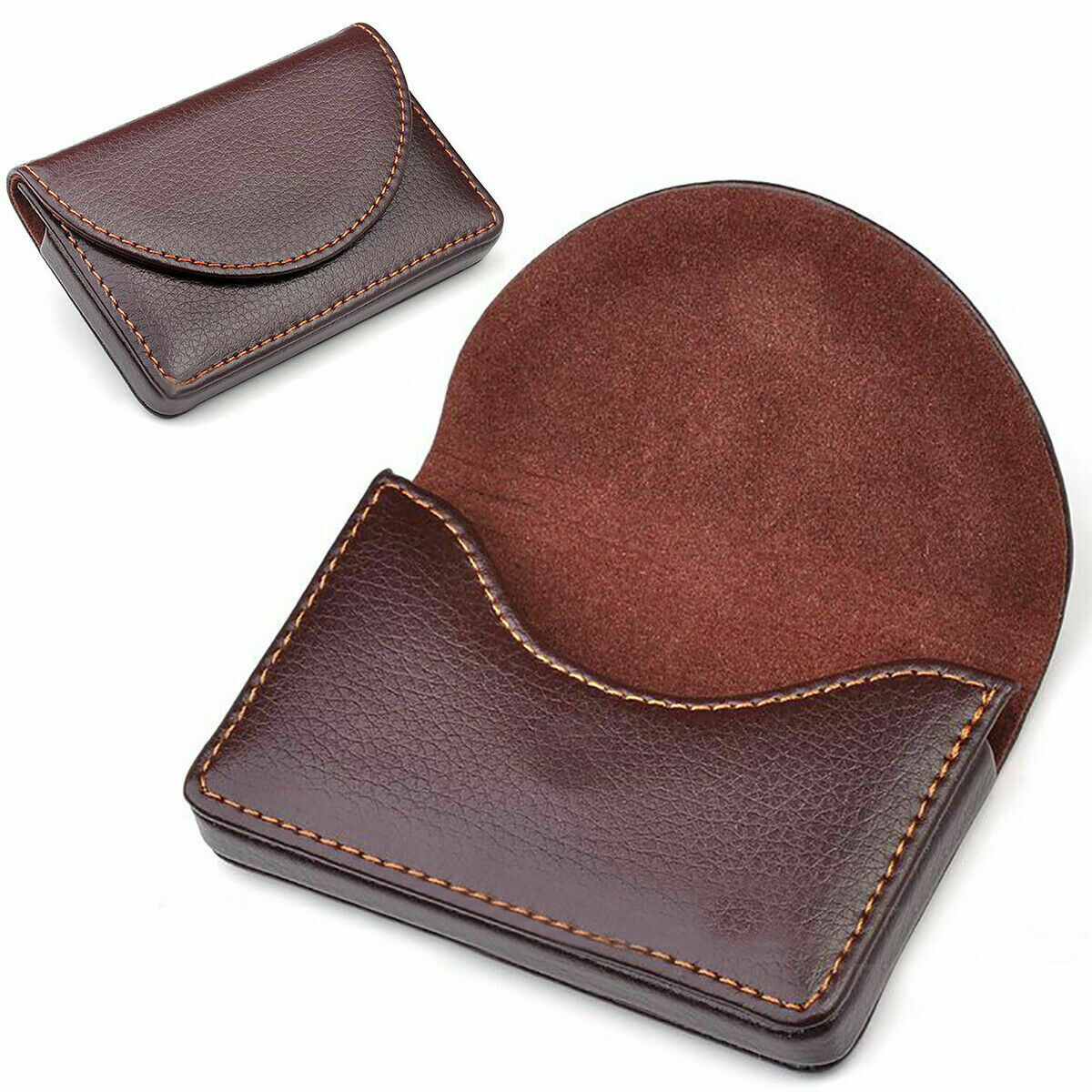 

Brown Pocket Leather Name Business Card ID Card Credit Card Holder Case Wallet