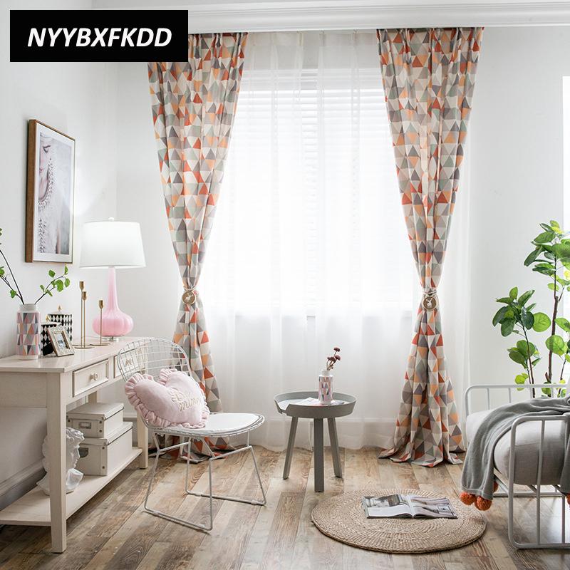 

Geometric Curtain Polyester Cotton Modern Simple Fine Printed Curtains Cloth For Bedroom Living Room Window Treatments Home