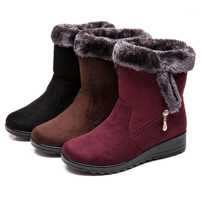 

Women Snow Boots Warm Short Fur Plush Winter Ankle Boot Plus Size Platform Ladies Suede Zip Shoes Female Comfort Drop Shipping1, Brown