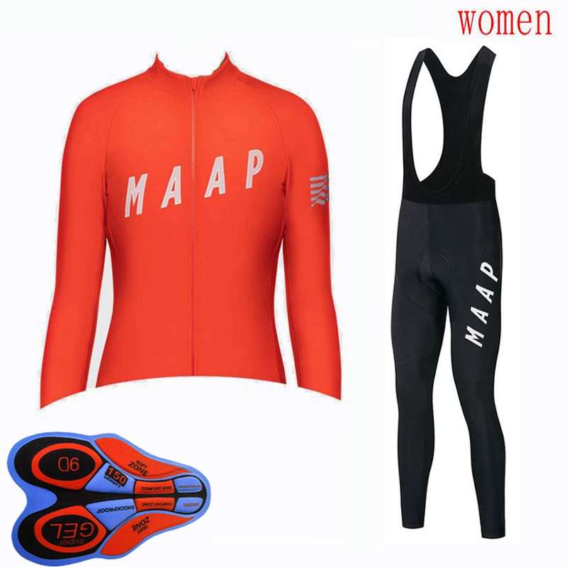 

Womens MAAP Team Breathable Cycling Jersey set Long Sleeve Bike Shirt bib pants suit MTB Bicycle clothes outdoor sports uniform Y20091902, Black;red
