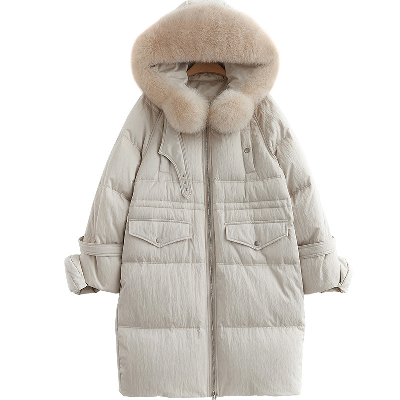 

Winter White Turtleneck, Coat, Korean Woman Hot Parka, Down, Jacket Down F7tp, Beige