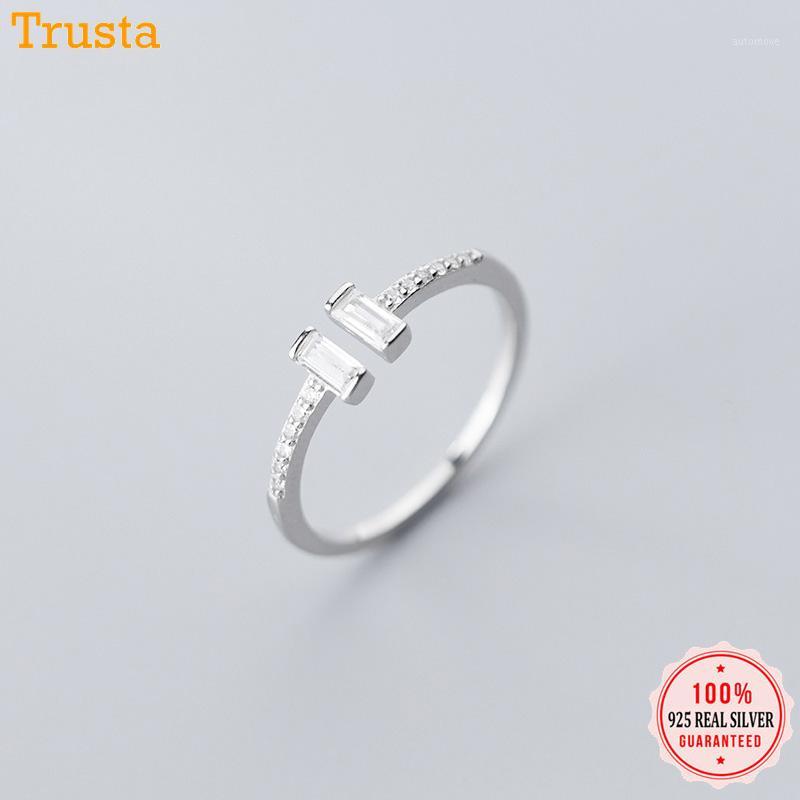 

Trustdavis Fashion Genuine 925 Sterling Silver Sweet Dazzling CZ Stick Opening Finger Ring For Women Girls Jewelry Gift DA5581