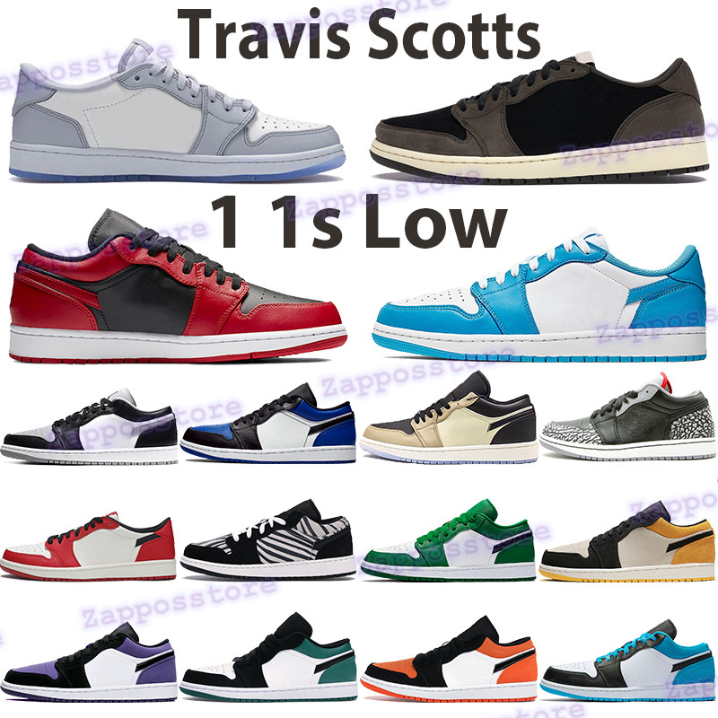 

Low 1 basketball shoes 1s mens sports sneakers shadow grey black sail hyper royal black toe top3 UNC chicago travis scotts trainers, Box