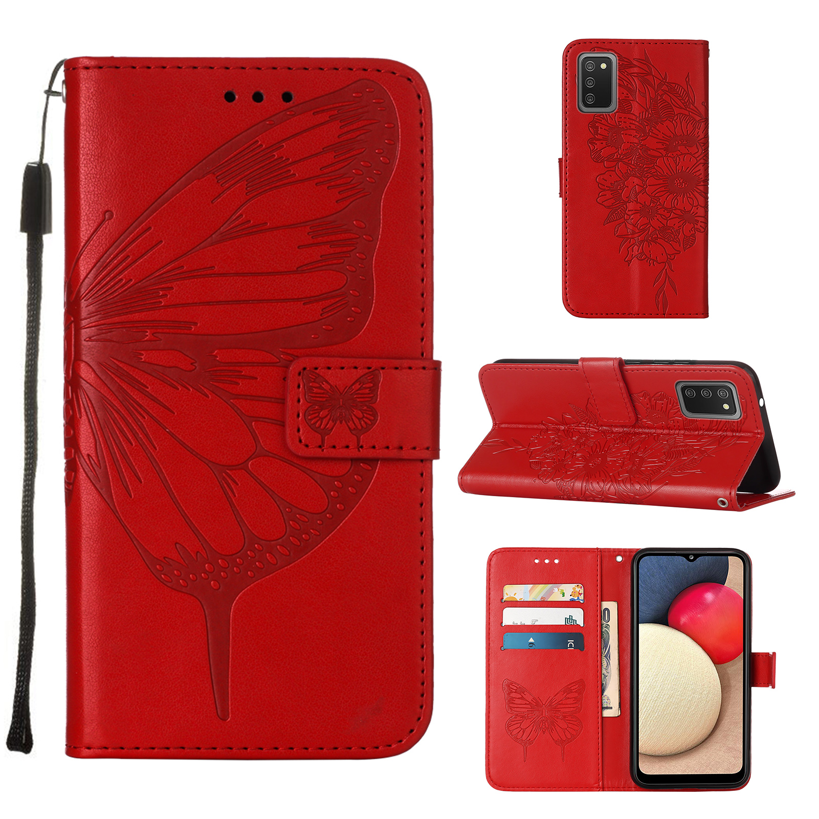 

Vintage butterfly print iphone case for iPhone 12 Promax 11 xsmax XR XS 7P 8P 7 8 PU leather Back Cover FREE SHIPPING, Red