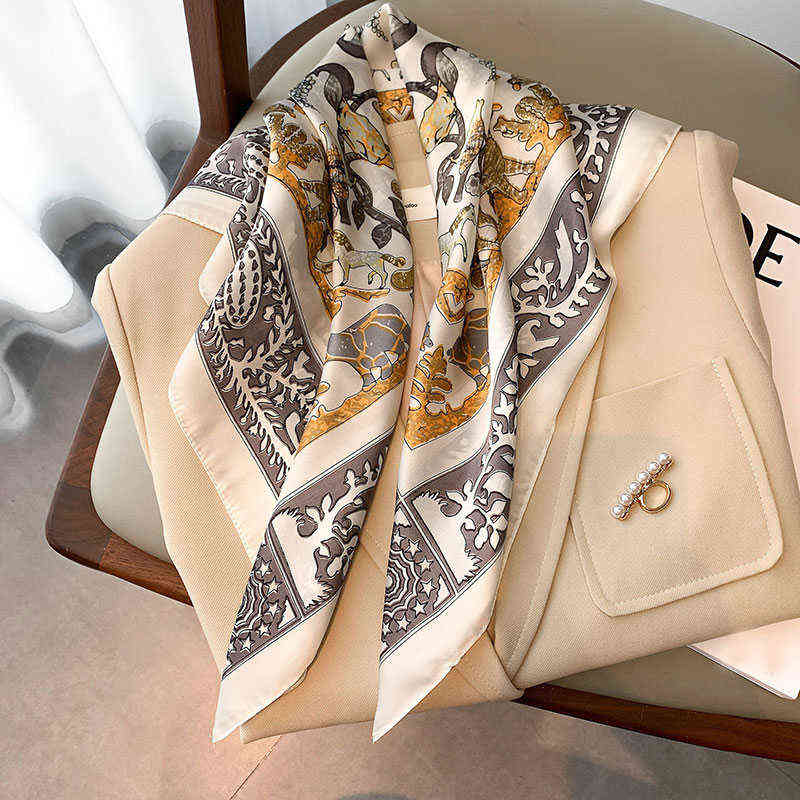 

70x70cm Square Neck Silk Scarf Women Fashion Scarves Ladies New Print Bag Foulard Luxury Brand Shawls Wraps Hair Hijabs Bandana Y220228