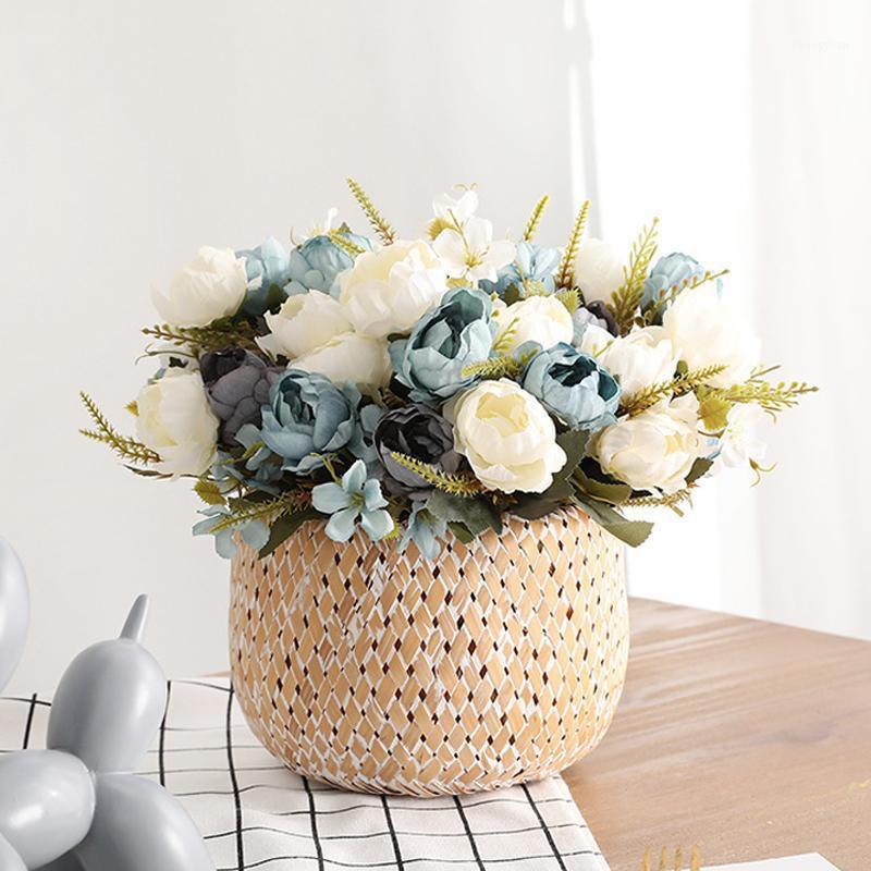 

Artificial Flower Peony Small Bouquet Silk Peonies for Wedding Home Party Decoration Fake Flowers Fall Decorations1, Blue
