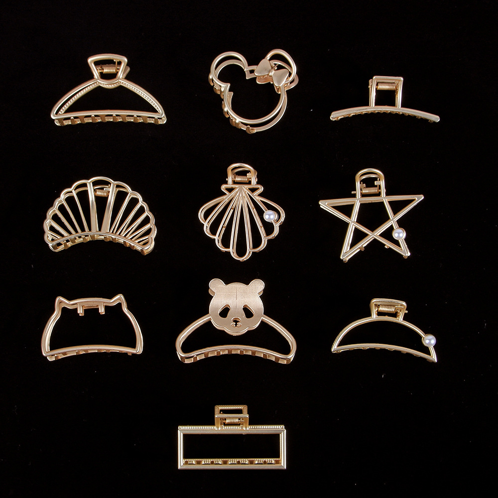 

10pcs Fashion gold color women metal style hair claw bulk For Women Hairpins alloy Clips Styling Tool Girls Hair Accessories, Slivery;golden