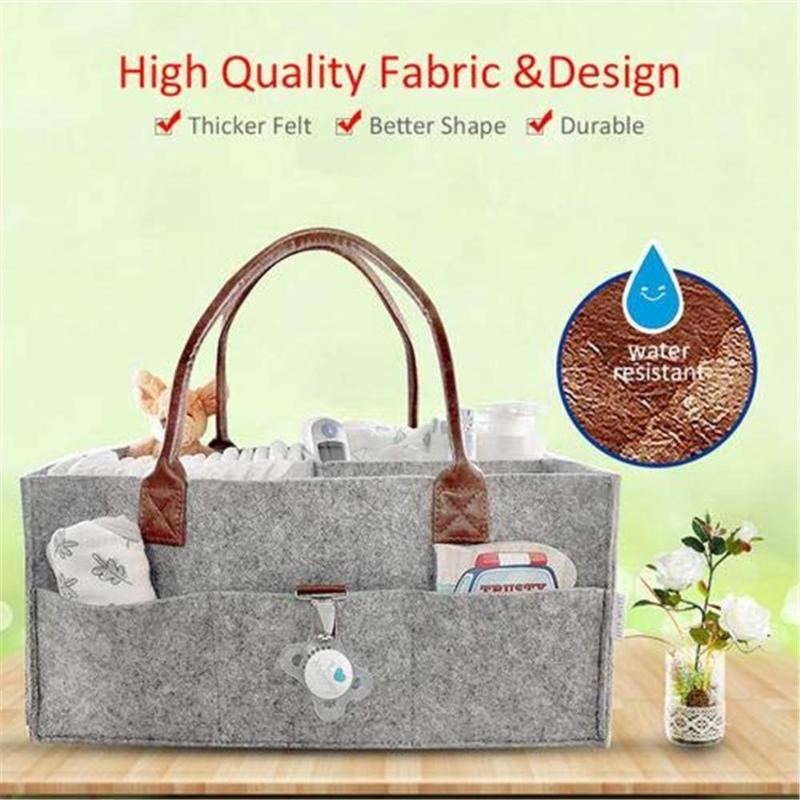 

Baby Diaper Caddy Organizer Foldable Felt Storage Bag Portable Lightly Multifunction Changeable Compartments For New Mom