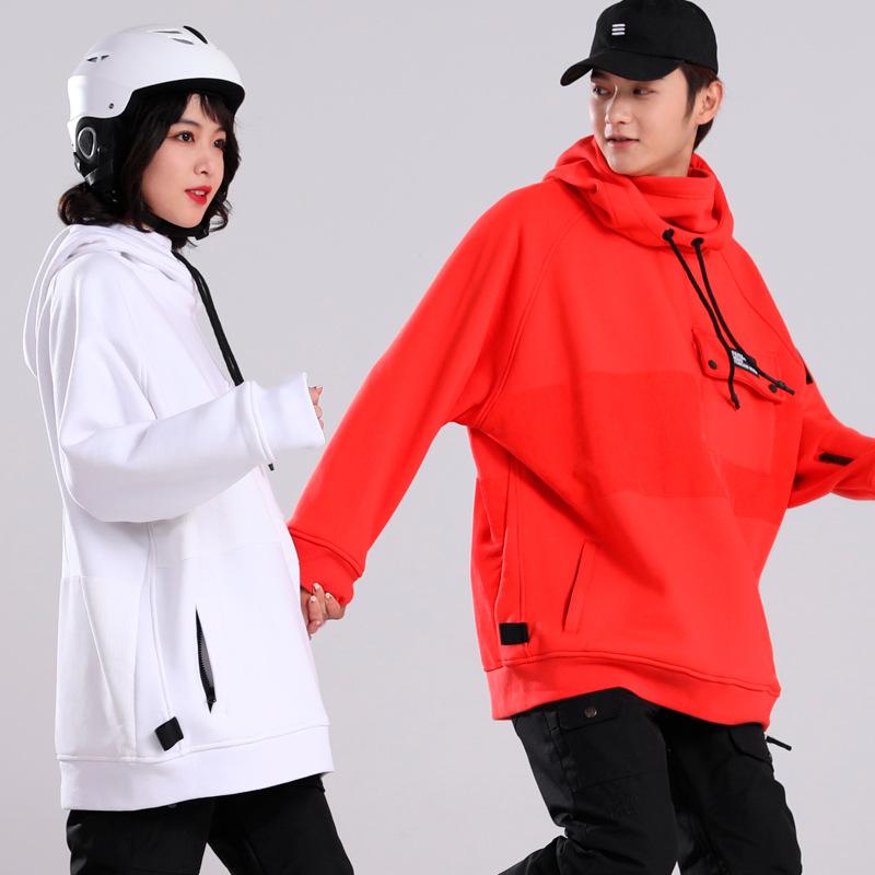 

Winter Hoodie Loose Casual Solid Color Thicken Warm and Waterproof for Women Men Skiing Snowboard Coat Turtleneck Hoodie, No pattern