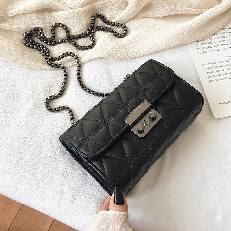 

Xiaoxiangfeng Ladies Diamond Chain Small Square Bag 2020 Autumn And Winter New Fashion All-Match Messenger Shoulder Bag, Black