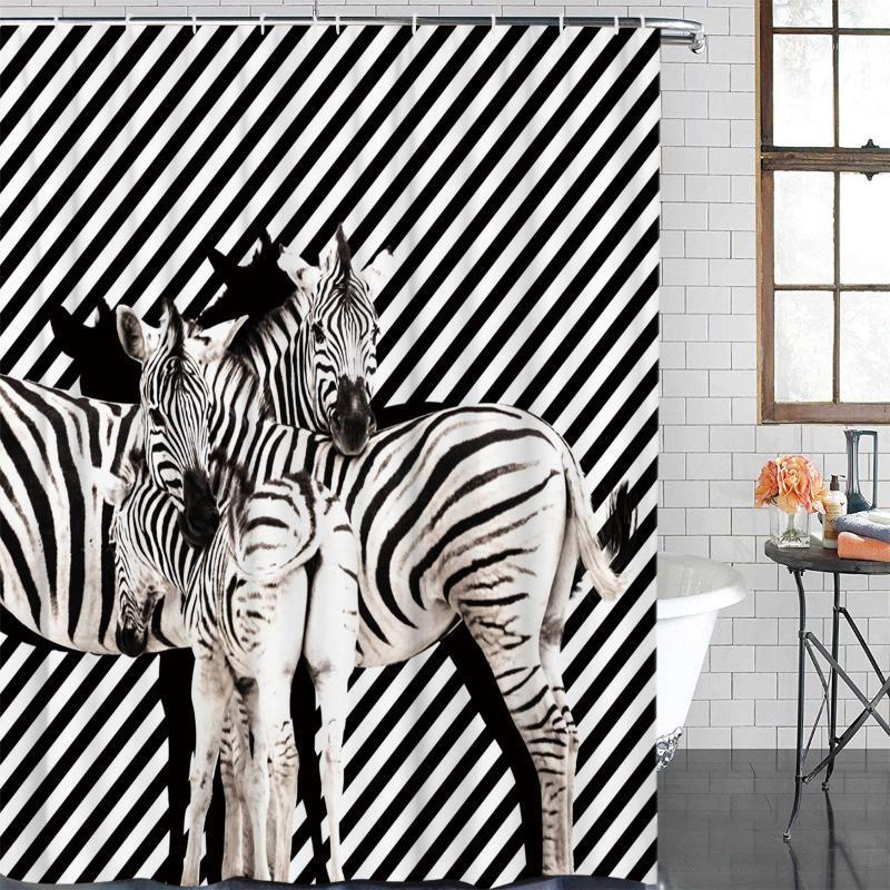 

Bathroom Waterproof Curtain Black And White Striped Zebra Fabric Shower Curtain Home Bathroom Decor Shower1