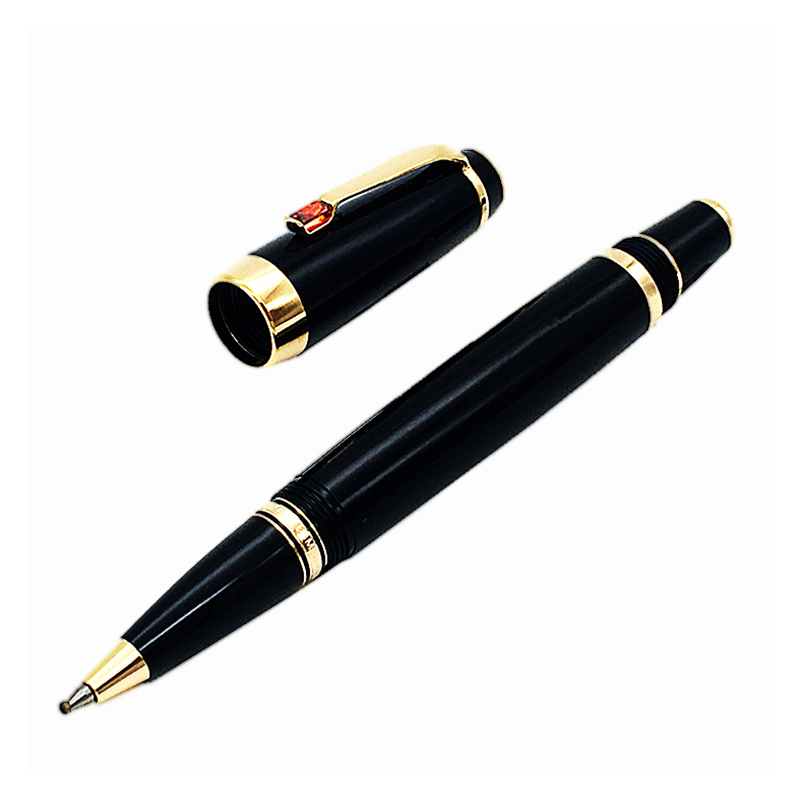

Luxury pens Black Rollerball metal pen canetas Gold trim Bohemia Blacks Gem clip school office supplies-pens for writing