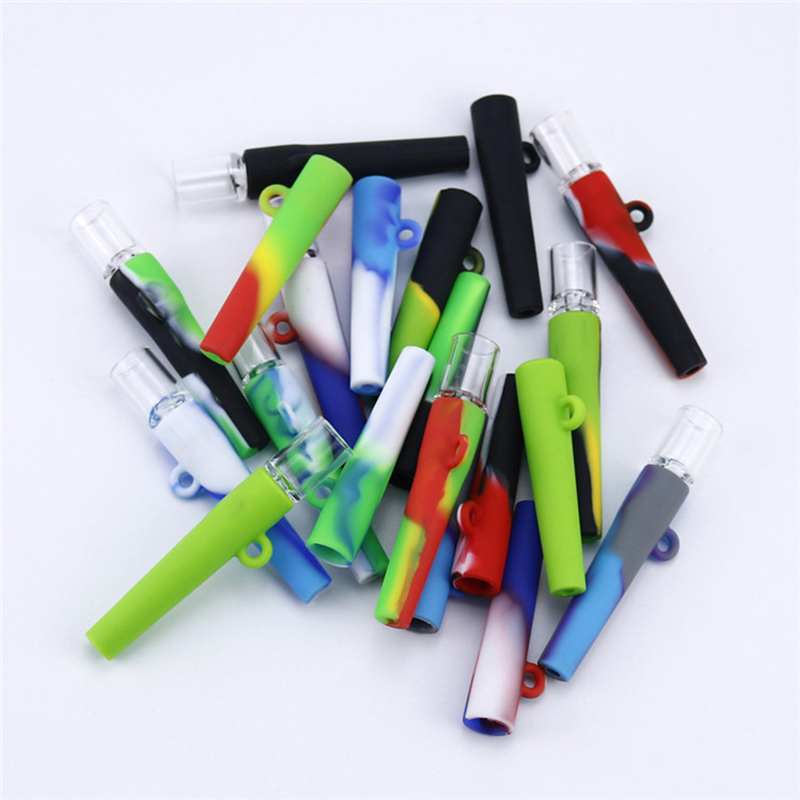 

One Hitter silicone smoking pipes Tobacco Mini Portable colorful Smoke Pipe Accessories Handle spoon piping