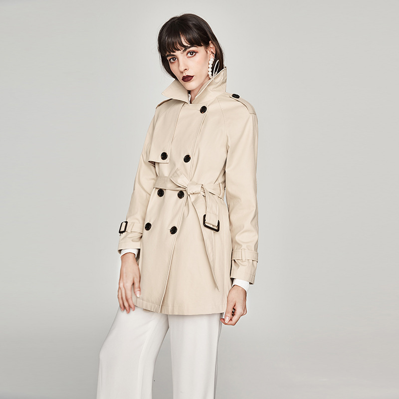 

2021 New Female Autumn Double Breasted Fashion Women' Trench Strips Ol Chic Coat Outwear R7nq, Khaki.