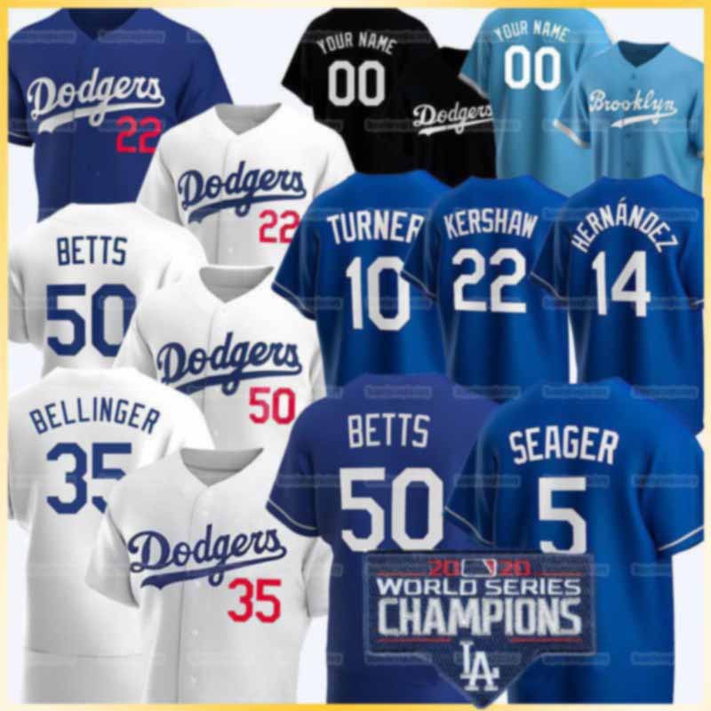 

2020 World Series Champions Dodgers Jersey Cody Bellinger Mookie Betts Kershaw Corey Seager Justin Turner Julio Urias Hernandez Maeda, Blue;black