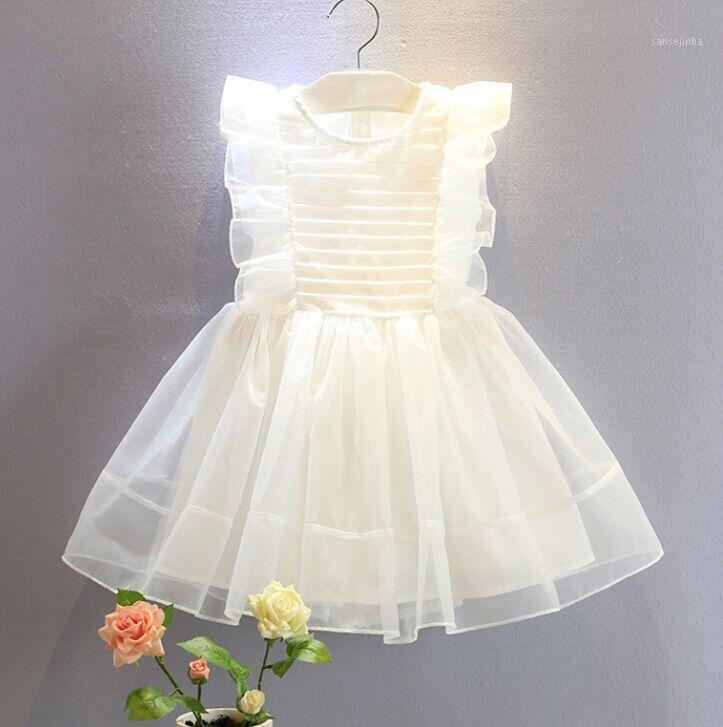 

Girls Princess Dresses 2020 New Summer Girl Sweet Lotus Leaf Bow Dress Children's Wear Vest Gauze Dress Kid Vestidos 3 8Y1, White