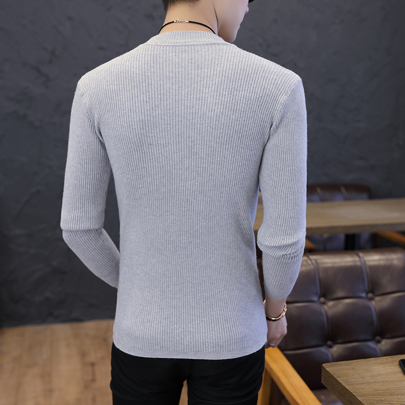 

2021 New Long-sleeve Sweater K268, Solid-colored Male Blouse, Round-necked Shirt with Long Sleeve 422S, Black