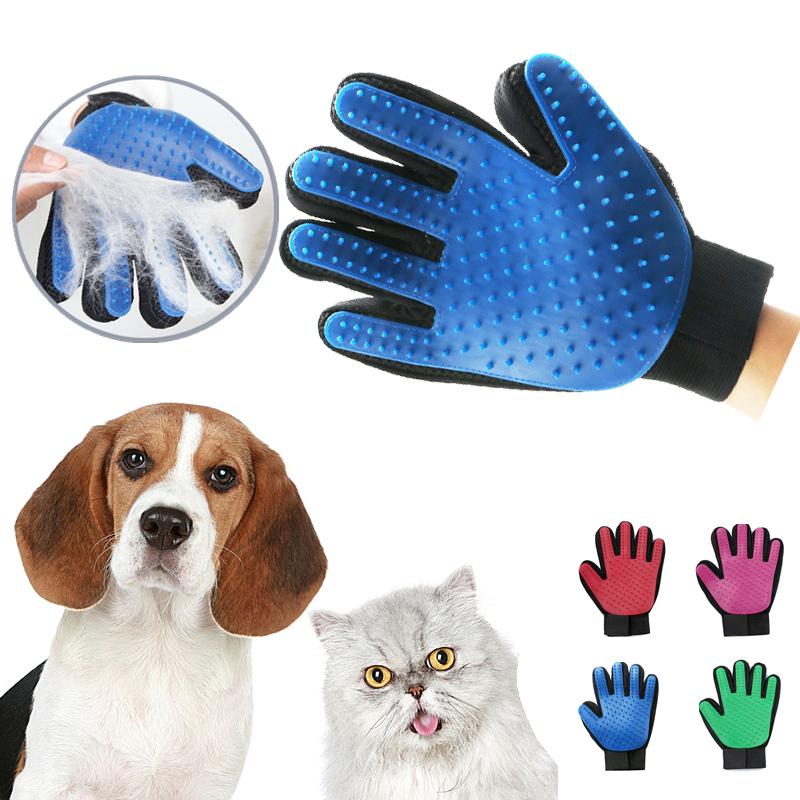 

[Upgrade Version] Pet Grooming Glove - Gentle Deshedding Brush Glove - Efficient Pet Hair Remover Mitt - Perfect for Dog & Cat with Long &, Mixed colors