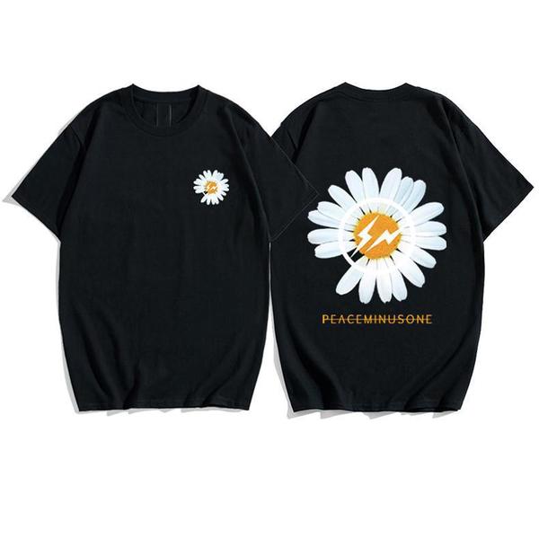 

2019 Men Brand Shorts Trendy Print Daisies T-shirt Summer Street Wear Short Sleeve Tops 2020, Contrast color