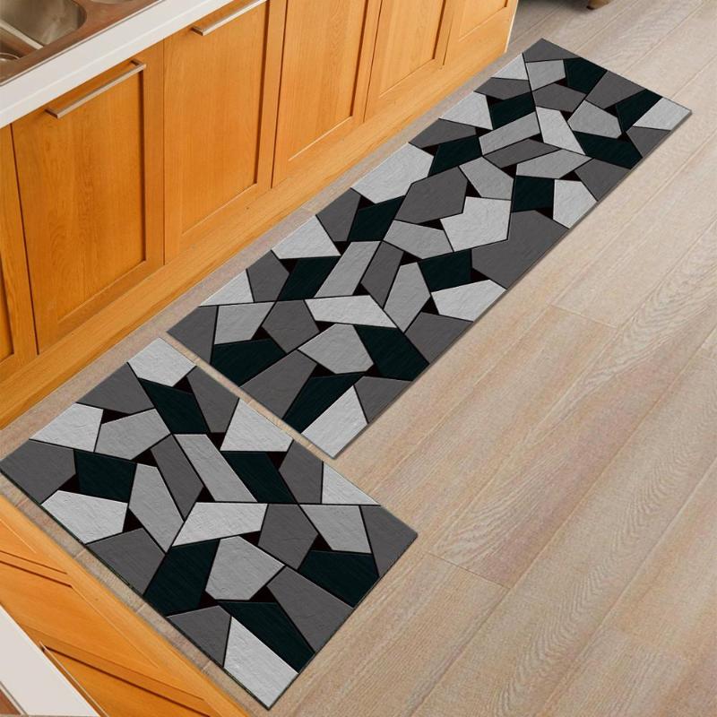 

Geometric Kitchen Doormat Abstract Simple Printed Living Room Combination Rugs Non-slip Oil Absorption Modern Floor Mat Carpet