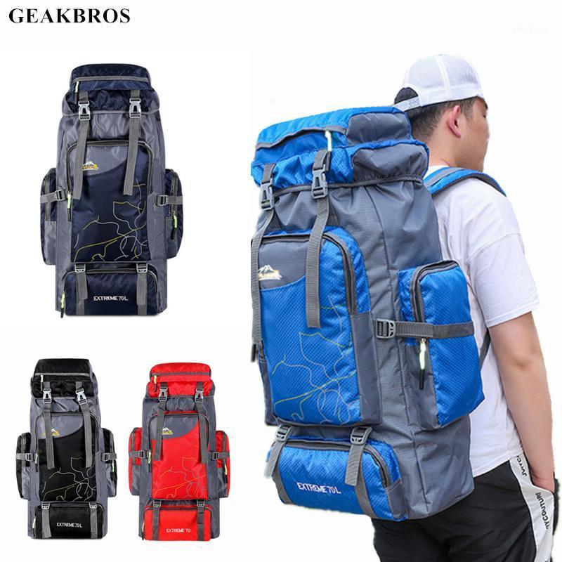 

70L Outdoor Backpack Camping Climbing Bag Waterproof Mountaineering Hiking Travel Backpacks Molle Sport Bag Climbing Rucksack1, Black