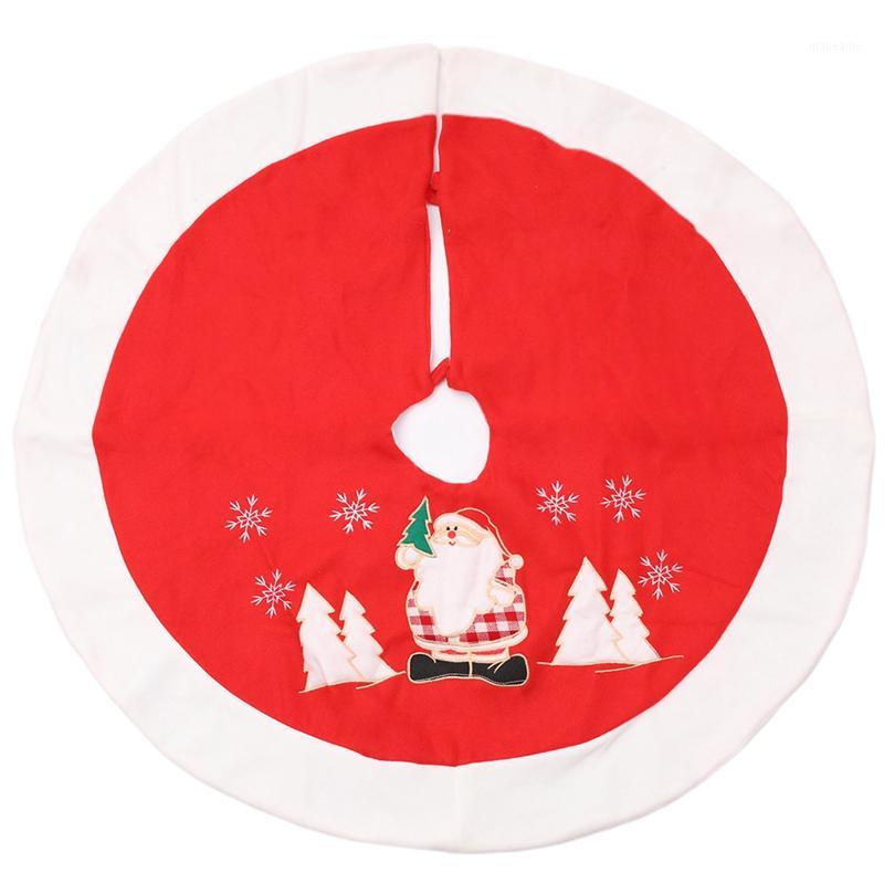 

Home Decoration Christmas Tree Skirt Santa Claus Pattern Embroidered Christmas Tree Carpet for Holiday Home Supplies Decor-Red1