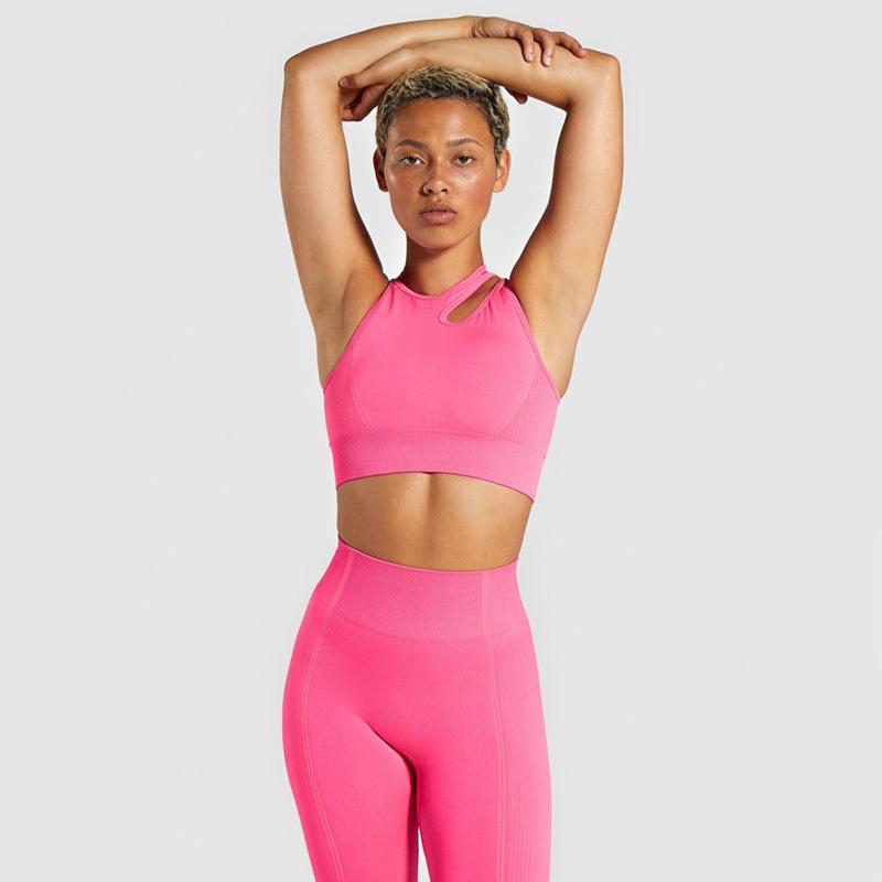 

Seamless Yoga Set 2 Piece Sports Suit Female Workout Clothes Medium Support Sports Bra+High Waist Gym Shorts Women Sportwear, Black