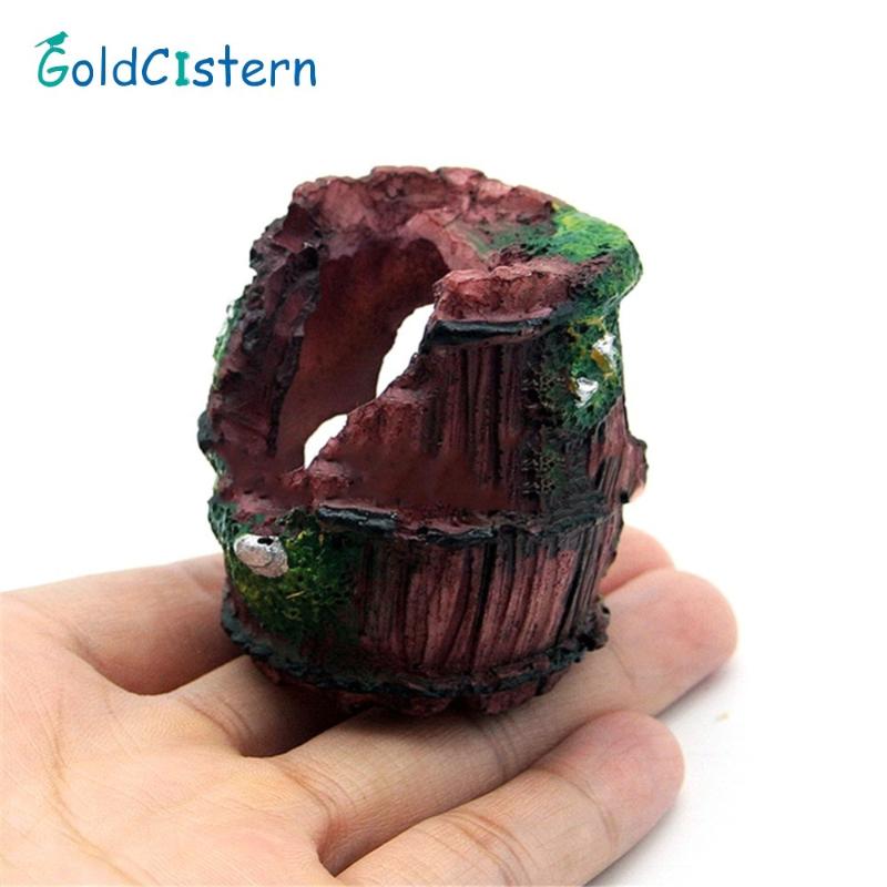 

Aquarium Fish Tank Decorations Resin Crafts Mini Retro Barrel Reproduction House For Shrimps & Fishes