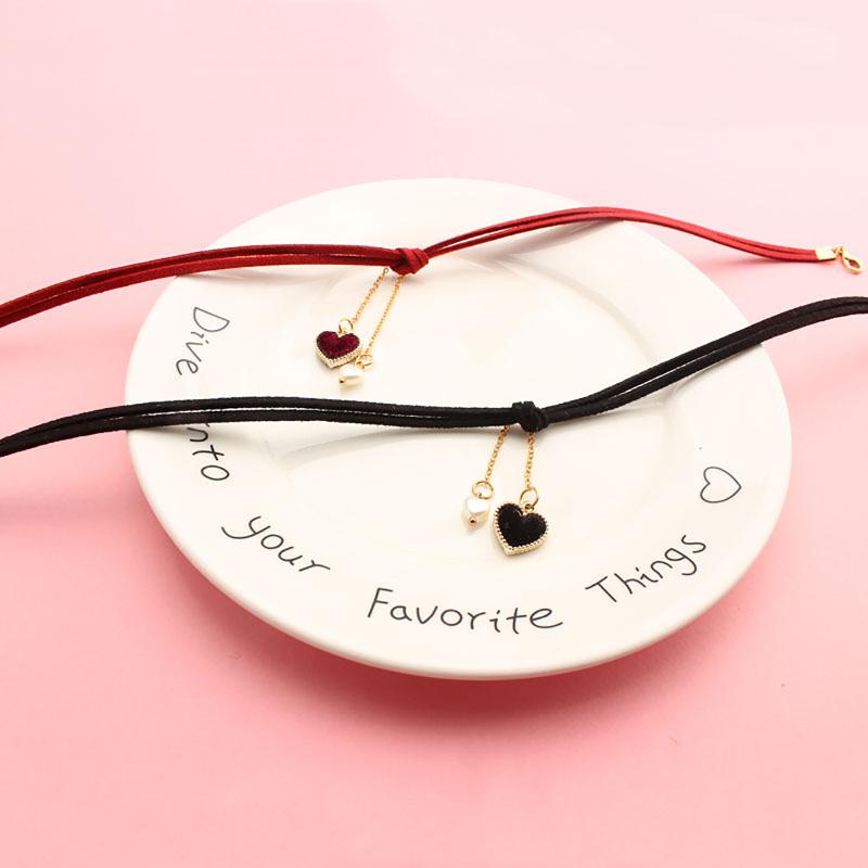 

Doreen Box Vintage Velvet Choker Necklace Red/Black/Pink Heart Faux Suede Women Party Rope Chains Collar Jewely 30cm long, 1PC