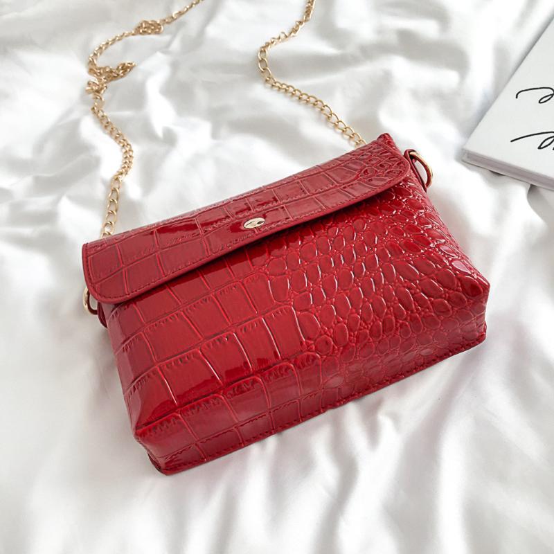 

2020 Summer New Cross-body Bags PU Leather Solid Color Shoulder Bag Student Bag Crocodile Pattern Bags bolso mujer, Red