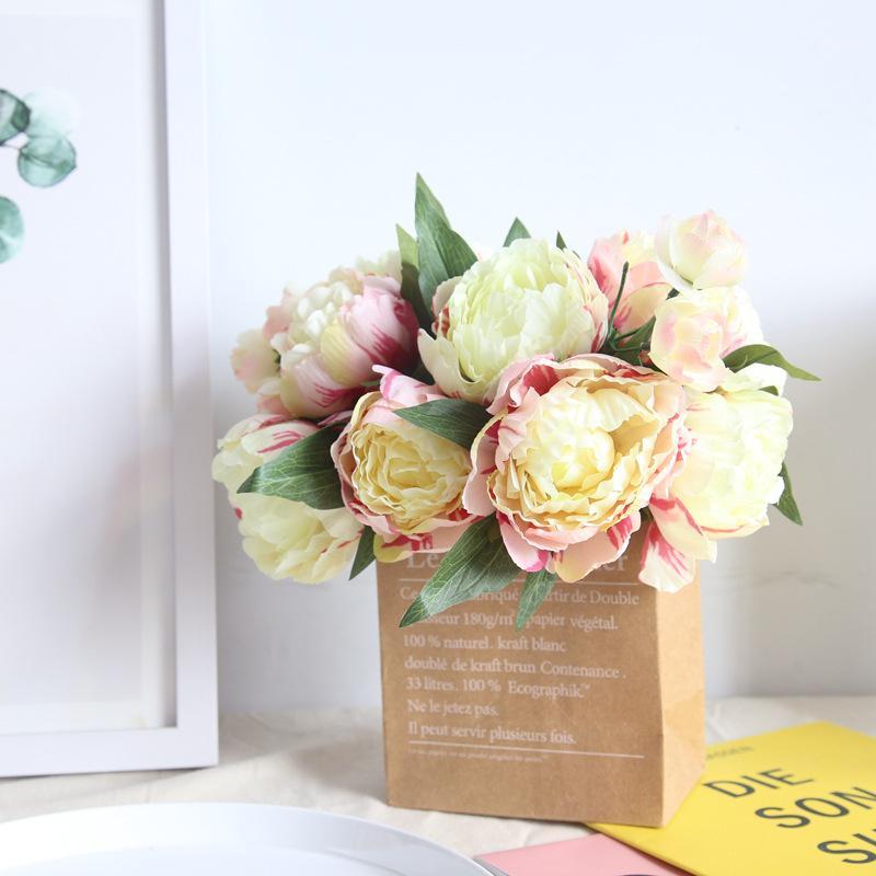 

Artificial Flowers Peony Bouquet for Wedding Home Party Decoration Fake Flower Silk Rose Flowers for Home Decoration1, B-pink