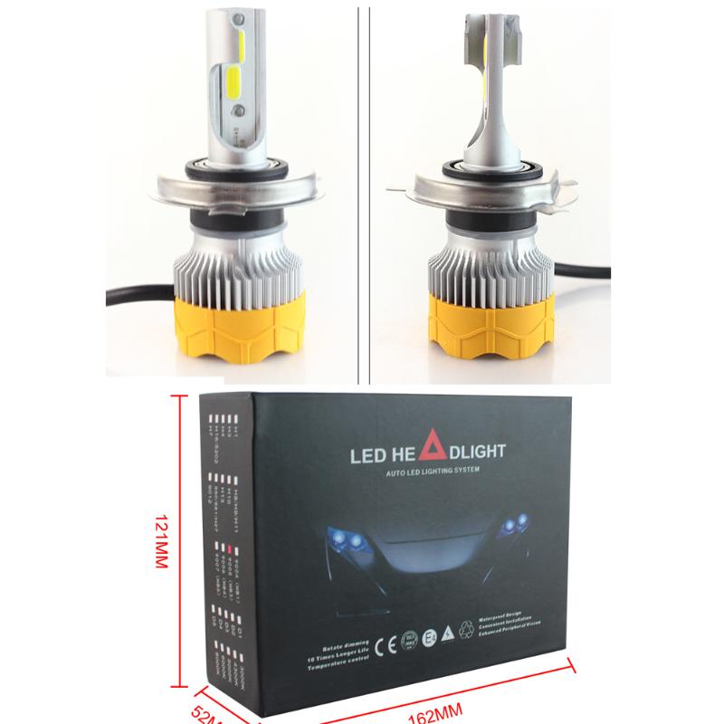 

100Pcs/Lot 50Pair H1 9005 9006 H11 LED H7 LED H4 Car Headlight Bulbs Kit 6500K 12V 24V 72W 8000LM COB A8 Headlamp