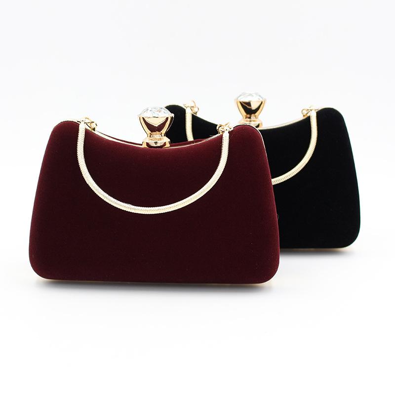 

Women's Handbag Clutches Fashion Temperament Velour Evening Bag Wedding Party Clutch Purse Females Black Red Bag Shoulder Bags
