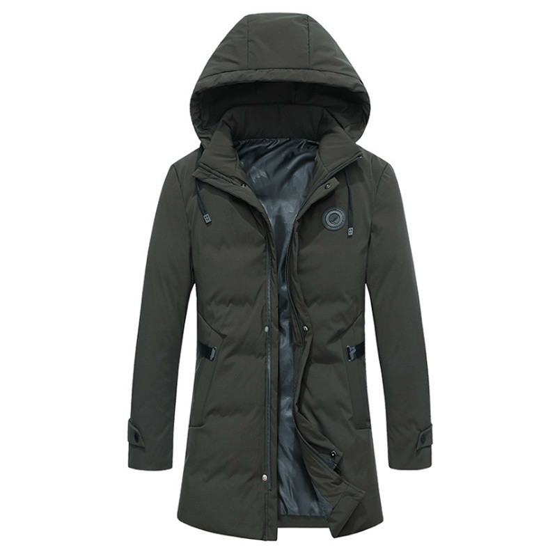 

Cotton-quilted long clothes with thick winter hood down casual warm men's fashion new jacket 2020 UQZV, Black