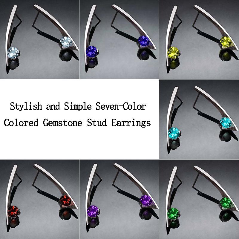 

2 Pcs/Set Female Earrings Personality Colored Crystal Geometric Silver Color Long Stud Earring Set Fashion Lady Party Jewelry
