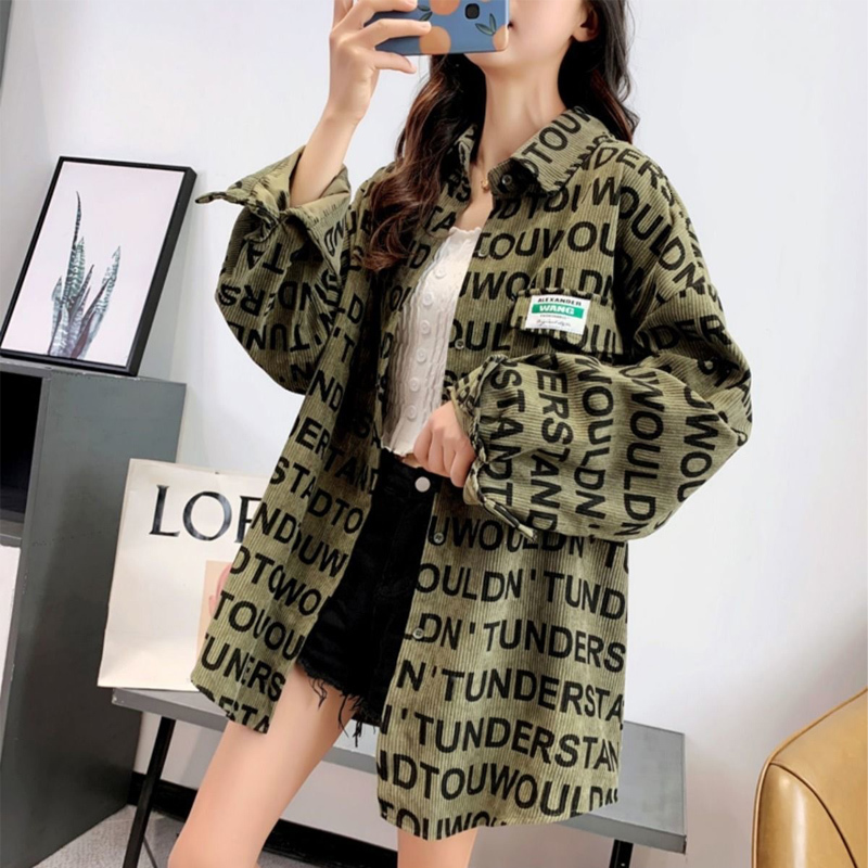 

2021 New Arrival Womenautumn Blouse Long Shirts Oversized Female Tops Clothes AXUR, Green