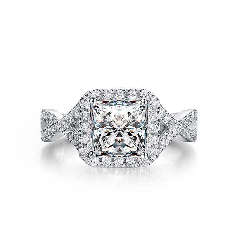 

Luxury 925 Solid Sterling Silver Created Moissanite Gemstone Wedding Engagement Diamonds Women Ring Fine Jewelry Wholesale