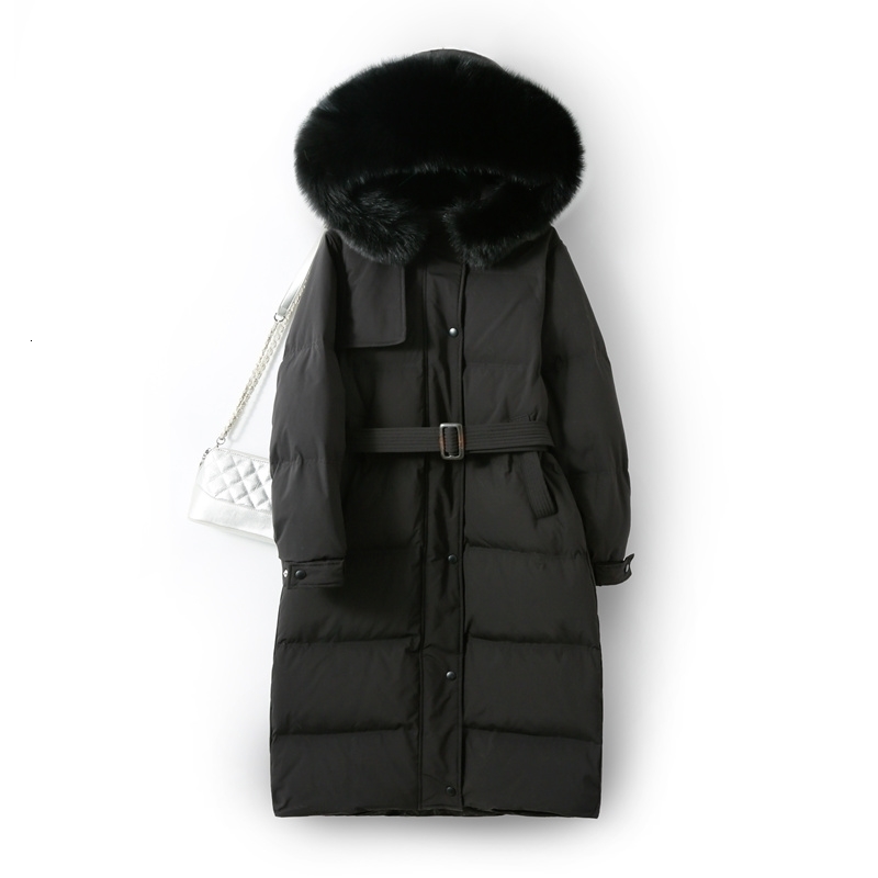 

Cold 2021 New Winter Real Natural Skin 90% White Women' Thicken Jacket Proof of Long Loose Water Down Parkas OVFN