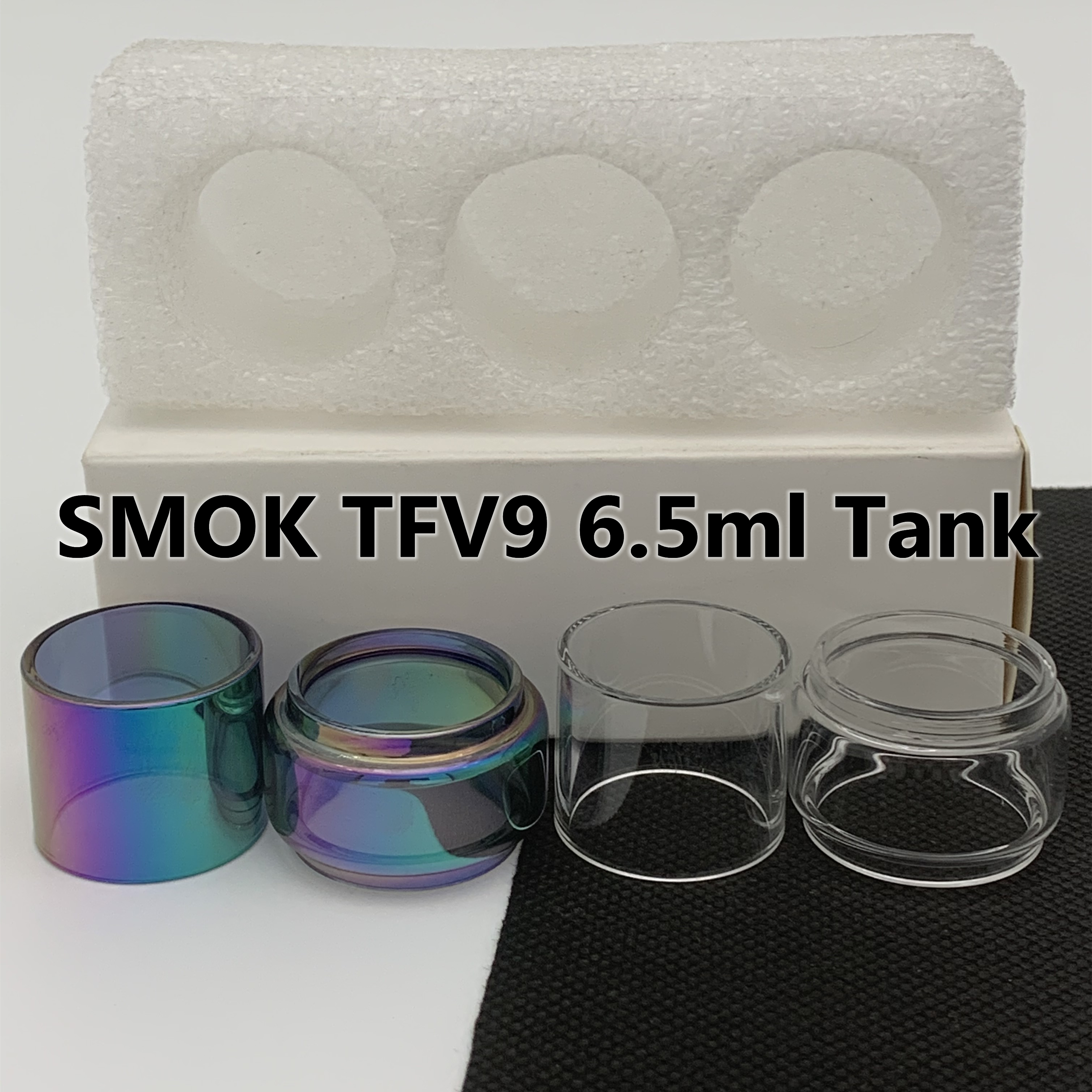 

SMOK TFV9 6.5ml Tank Normal Bulb Tube Clear Rainbow Replacement Glass Tube Bubble Fatboy 3pcs/box Retail Package
