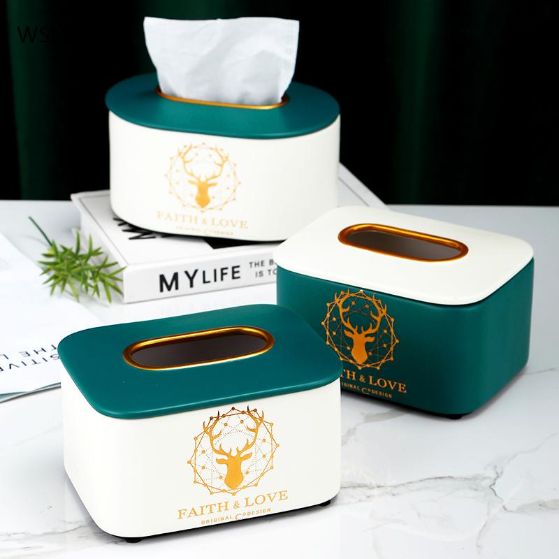 

Creative Elk Keramic Household Car Tissue Box Baby Wet tissue dispenser storage Box Container Desktop Decoration Ornaments
