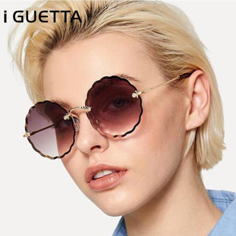 

iGUETTA Round Sunglasses Women brand design Luxury Designer Sunglass Women 2020 High Quality Metal Glasses Frame UV400 IYJB2871