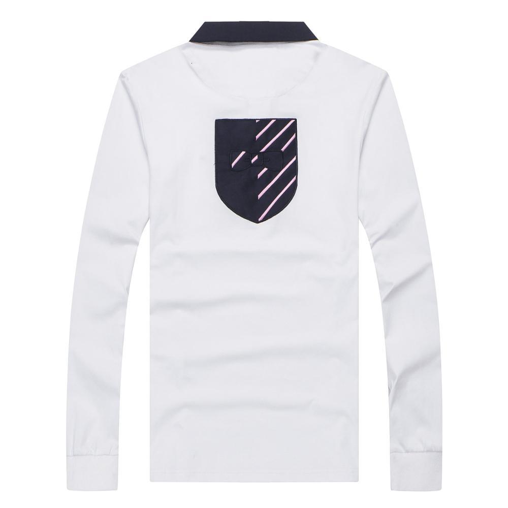 

2021 New Men's French Park Long Sleeve Polo Chemise Homme Shirt Embroidery Masculina Business Casual Cotton Eden Man Tops Plus M-3xl Eynm, White