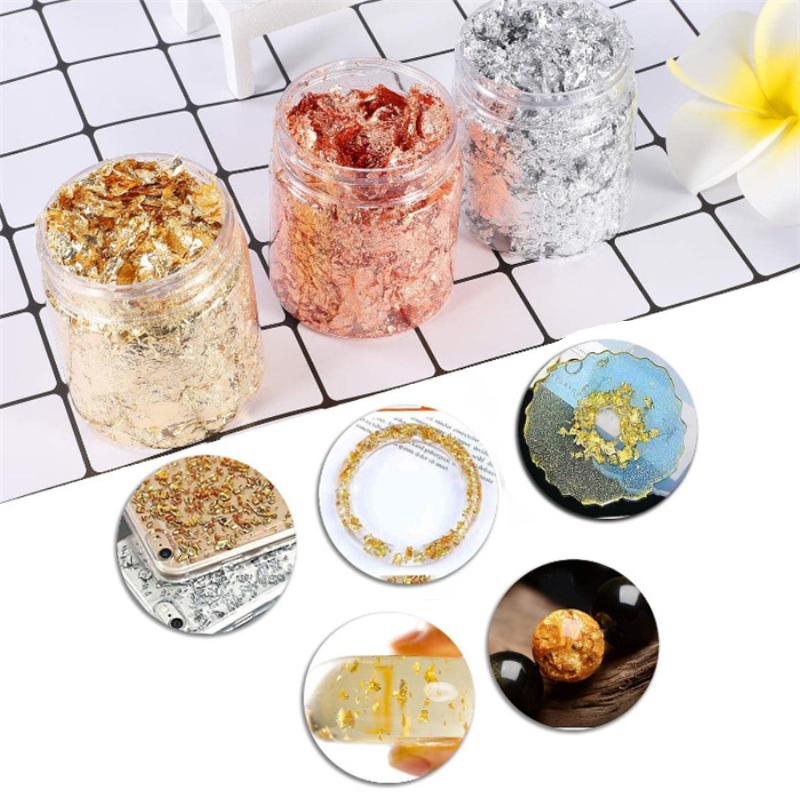 

3Color Broken Gold Foil Silver Foil DIY Nail Glitter Rose Gold Aluminum Flakes Nail Sequin Art Design Decoration TSLM2